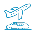 Transport per Auto, Bahn oder Flugzeug
